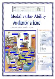 English Worksheet: An afternoon at home