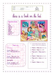 English Worksheet: There´s a book on the bed