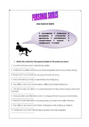 English Worksheet: Personal skills you need at work