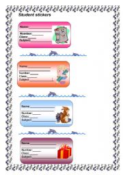 English worksheet: student stickers