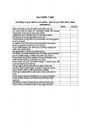 English Worksheet: Old Wives Tales