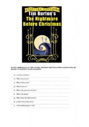 English Worksheet: THE NIGHTMARE BEFORE CHRISTMAS 1