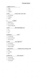 English worksheet: Present Tense