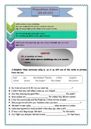 English Worksheet: Prepositions of place (in,at,on)