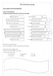 English Worksheet: sayings