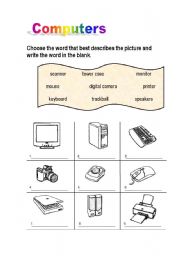 English Worksheet: Computers - outer equipment