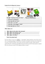 English Worksheet: Review Test for Elementary Level