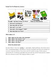 English worksheet: Review Test for Elementary Level