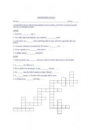 English worksheet: CROSSWORD PUZZLE WITH THE MODALS 