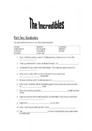 English Worksheet: The Incredibles Part Two