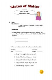 English Worksheet: States of matter