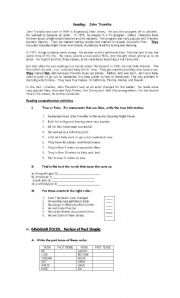 English Worksheet: Past Tense and Reading 