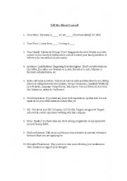 English Worksheet: Self Introduction in an Interview