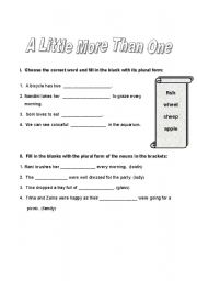 English worksheet: Singular and Plurals