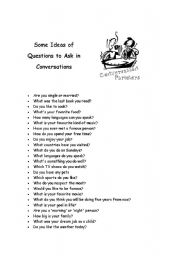 English Worksheet: Some Ideas of Questions to Ask in Conversations