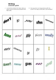 English Worksheet: Present simple grammar game