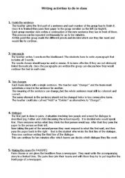 English Worksheet: Writing activities to do in class