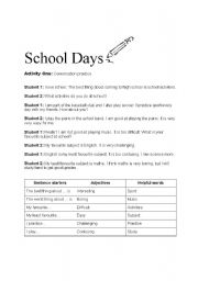 English worksheet: School Days