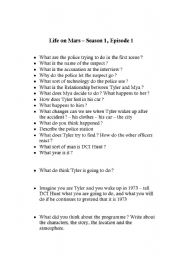 English worksheet: Life on Mars Episode 1