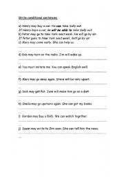 English Worksheet: first conditional exercises