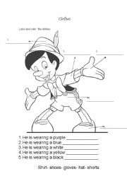 English Worksheet: Clothes and colors