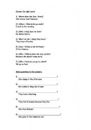 English worksheet: Present simple - Question words