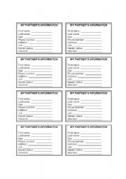 English worksheet: Personal Information