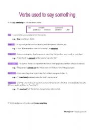 English worksheet: Verbs used to say something