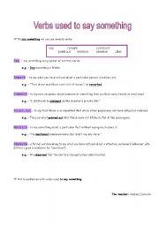 English Worksheet: Verbs used to say something