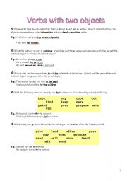 English worksheet: Verbs with two objects