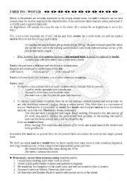 English Worksheet: Used to and Would
