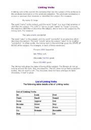 English Worksheet: Linking Verbs