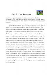 English Worksheet: Catch the Run-ons