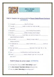 English Worksheet: grammar final c class