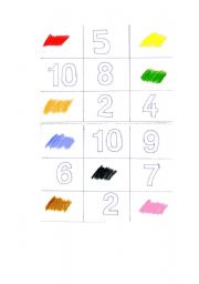 English Worksheet: colours and numbers bingo