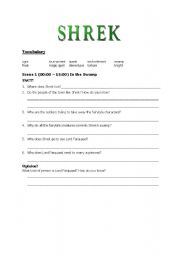 English Worksheet: Shrek 1 / Teaching Guide / Scene 1