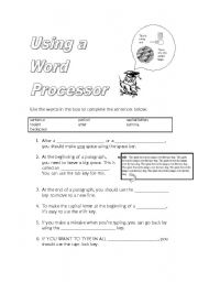 English Worksheet: Using a Word Processor