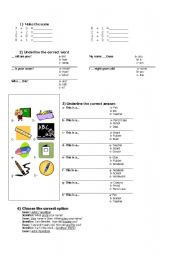 English worksheet: Numbers - Conversation - School words (activities)