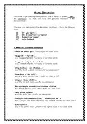 English Worksheet: Group Discussion Template