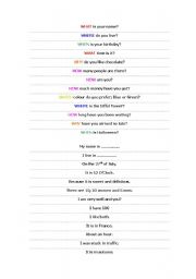 English worksheet: Questions and Answers