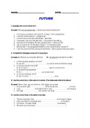 English Worksheet: Future forms