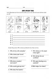 English Worksheet: simple present tense