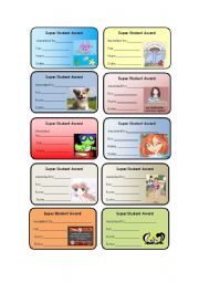 English Worksheet: Super student award