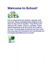 English Worksheet: welcome to school