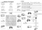 English Worksheet: Means of Transport