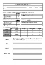 English Worksheet: Likes-Dislikes-Personal Identification