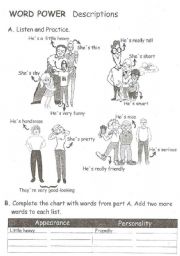 English Worksheet: Describing people