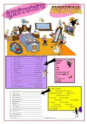 English Worksheet: PREPOSITIONS AND PRESENT COUNTINUOUS TENSE
