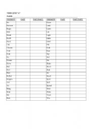 English Worksheet: verb quiz