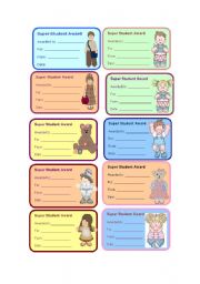 English Worksheet: Super student award